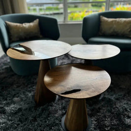 Mushroom Side & End table Made of Walnut and Epoxy Resin