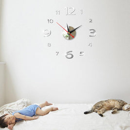 Modern Large 400mm 3D Mirror Surface Wall Clock 3D Wall Sticker Frameless Wall Clock 3D Wall Clock with Mirror Number Stickers for Home Office Decorations Home Office Room Wall Decor Home Decor Wall Clocks