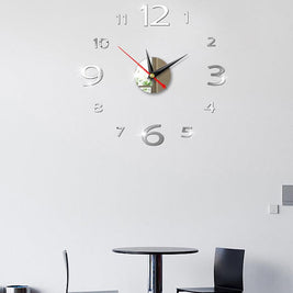 Modern Large 400mm 3D Mirror Surface Wall Clock 3D Wall Sticker Frameless Wall Clock 3D Wall Clock with Mirror Number Stickers for Home Office Decorations Home Office Room Wall Decor Home Decor Wall Clocks