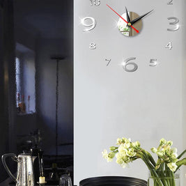 Modern Large 400mm 3D Mirror Surface Wall Clock 3D Wall Sticker Frameless Wall Clock 3D Wall Clock with Mirror Number Stickers for Home Office Decorations Home Office Room Wall Decor Home Decor Wall Clocks
