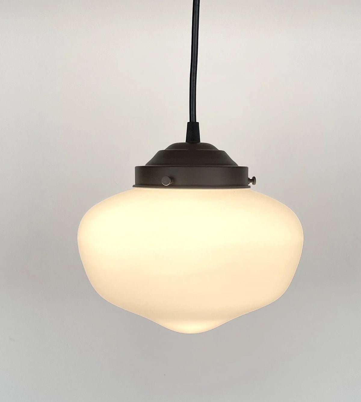 Modern Milk Glass Schoolhouse Pendant Light | 8