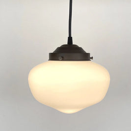 Modern Milk Glass Schoolhouse Pendant Light | 8