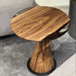 Mushroom Side & End table Made of Walnut and Epoxy Resin