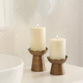 Alessia Metal Pillar Candle Holder Set