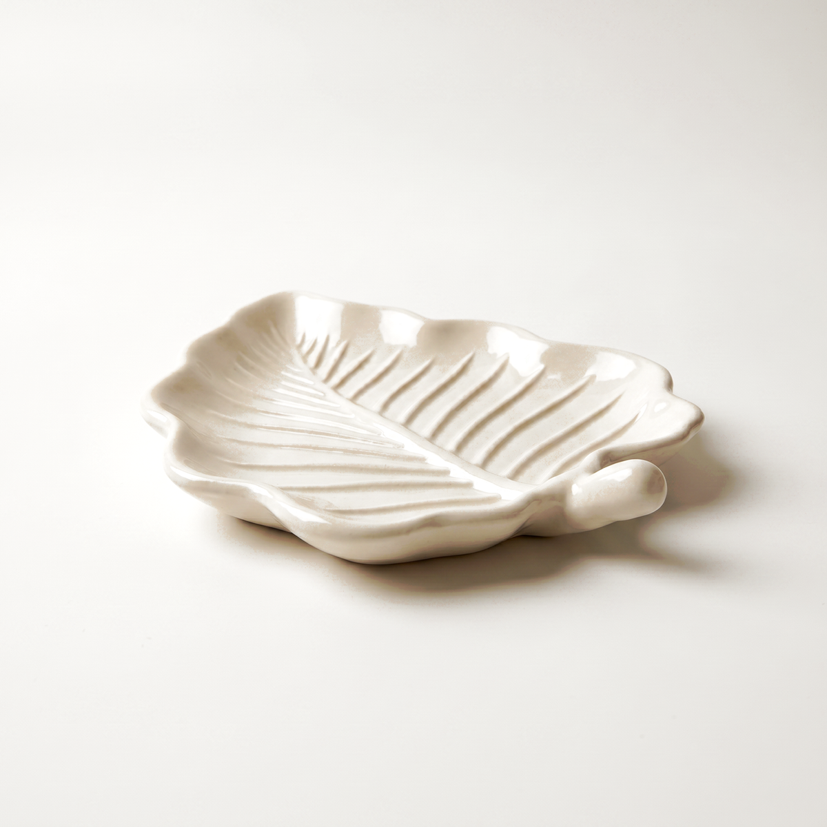 Elm Leaf Decorative Tray, Gypsum White 6