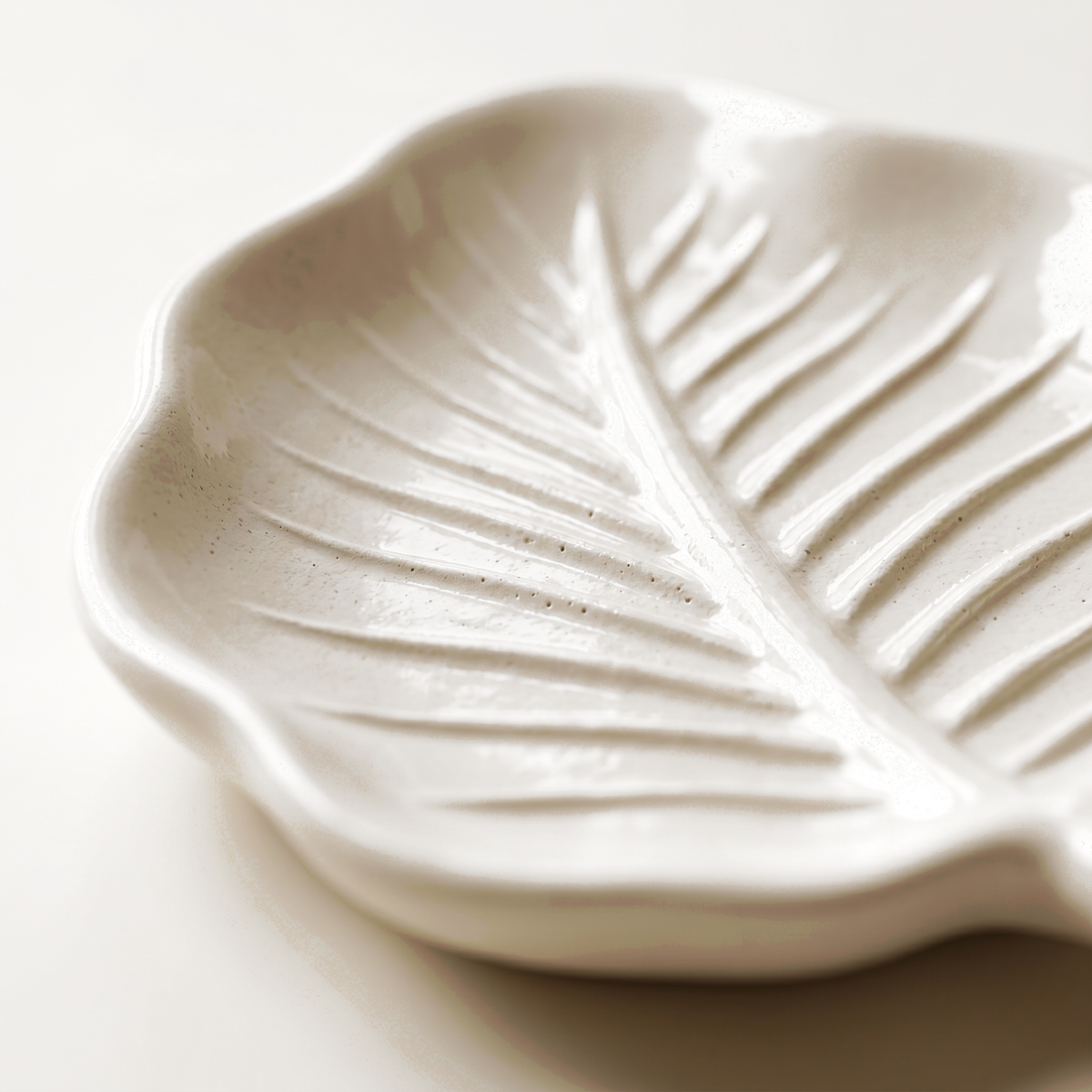 Elm Leaf Decorative Tray, Gypsum White 6