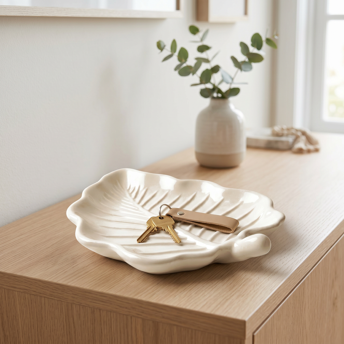 Elm Leaf Decorative Tray, Gypsum White 6