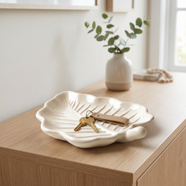 Elm Leaf Decorative Tray, Gypsum White 6