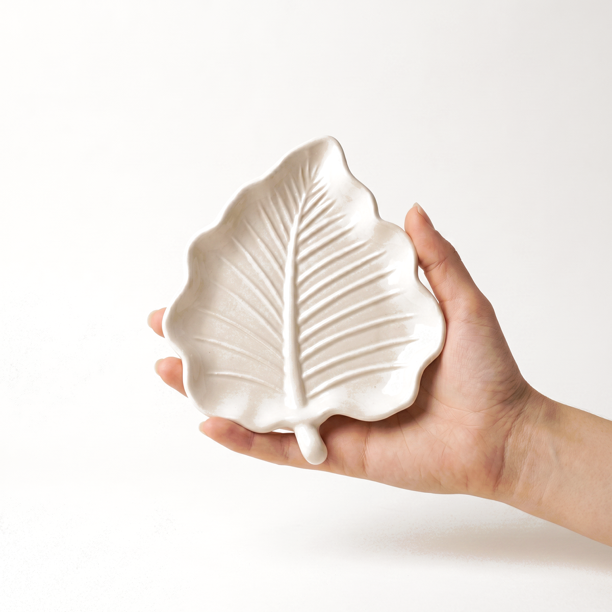 Elm Leaf Decorative Tray, Gypsum White 6