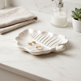 Elm Leaf Decorative Tray, Gypsum White 6