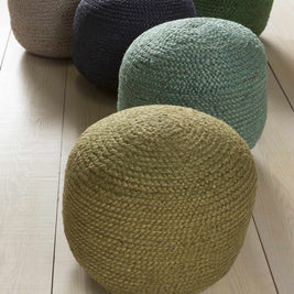 Gail Navy Jute Knitted Pouf