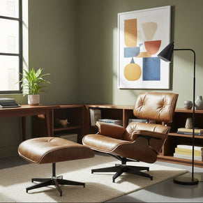 Luxury Lounge / Office Chair with Ottoman – Top Grain Leather