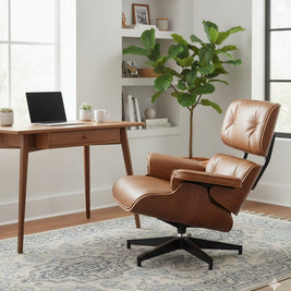 Luxury Lounge / Office Chair with Ottoman – Top Grain Leather