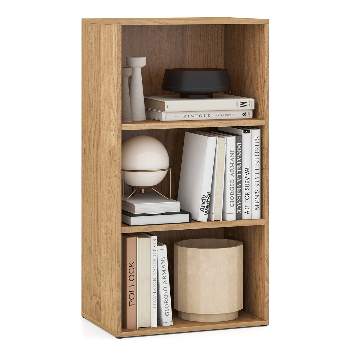 Set of 2 3-Tier Cube Bookcase with Adjustable Shelves for Home Office