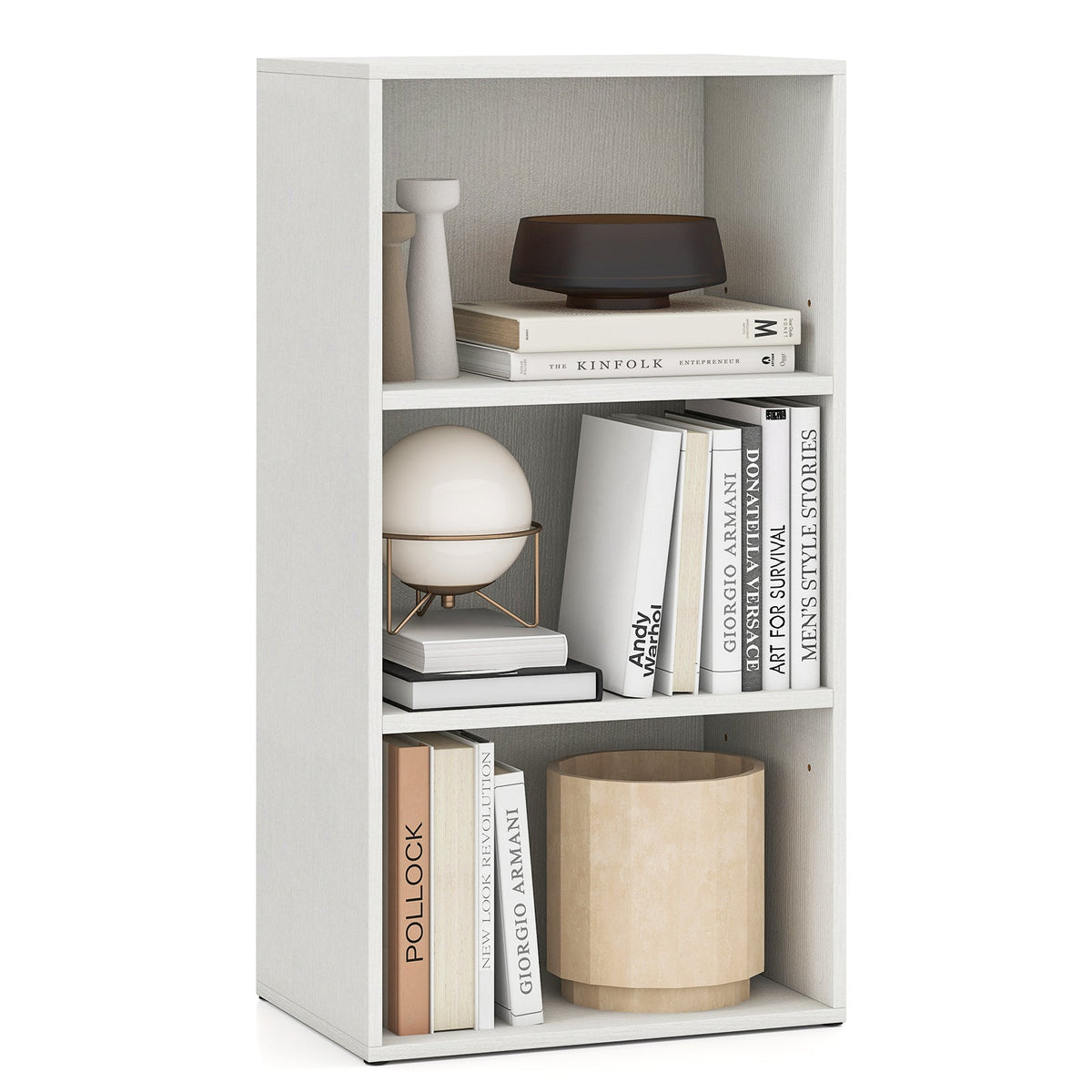 Set of 2 3-Tier Cube Bookcase with Adjustable Shelves for Home Office