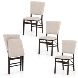 Foldable Dining Chair Set of 4 Armless Kitchen Chair with Padded Seat and Tilt Backrest