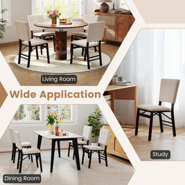 Foldable Dining Chair Set of 4 Armless Kitchen Chair with Padded Seat and Tilt Backrest