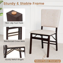 Foldable Dining Chair Set of 4 Armless Kitchen Chair with Padded Seat and Tilt Backrest