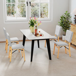 Foldable Dining Chair Set of 4 Armless Kitchen Chair with Padded Seat and Tilt Backrest