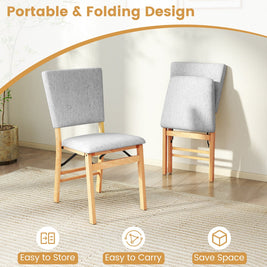 Foldable Dining Chair Set of 4 Armless Kitchen Chair with Padded Seat and Tilt Backrest