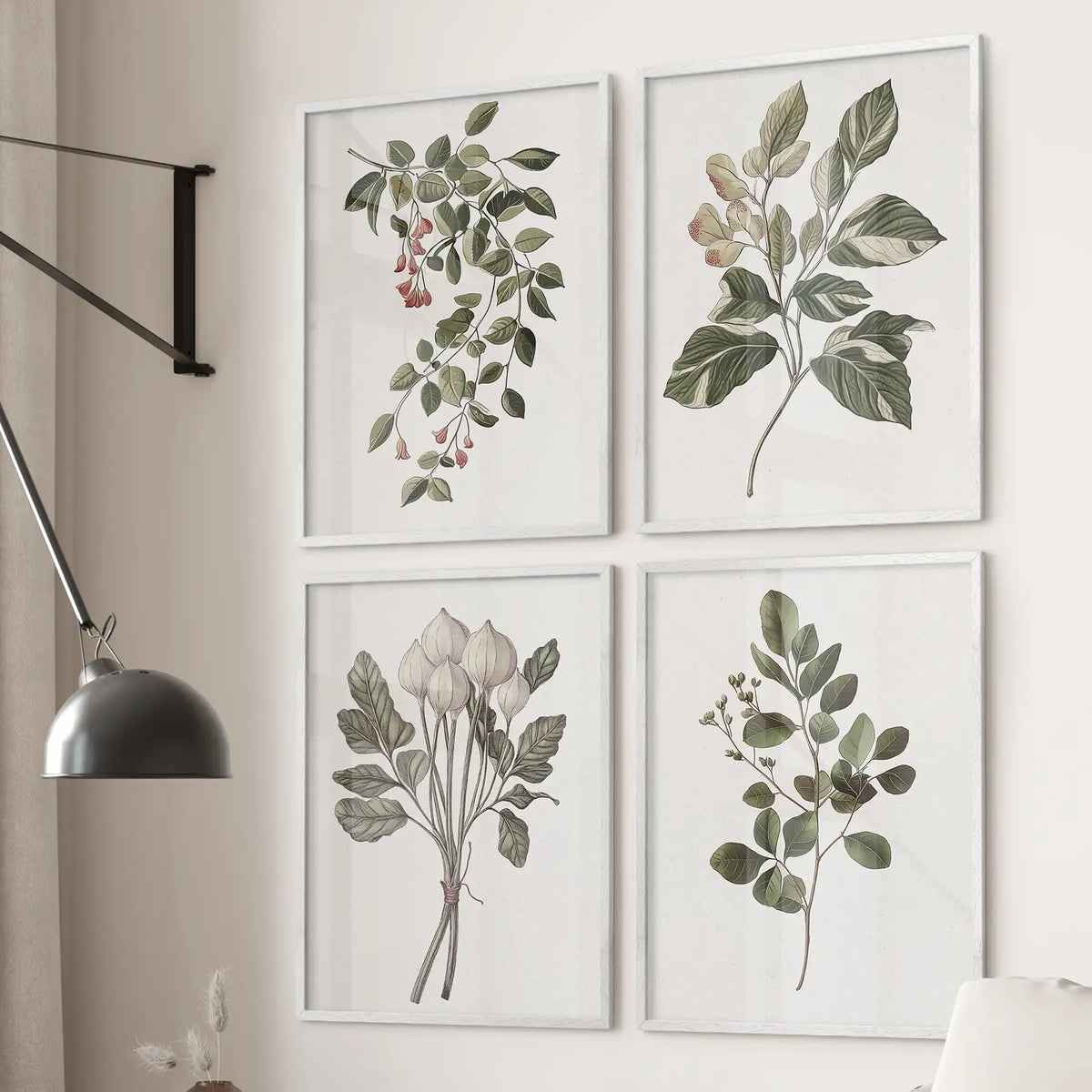 Vintage Plant Drawing Posters. Set of 4 Floral Art Prints