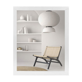 Wall Mount Mirror Wood-Like Frame Rectangle Modern Hanging Mirror