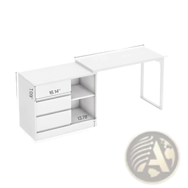 White Modern L-shaped Makeup Vanity with Lighted Mirror
