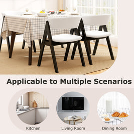 Wooden Dining Chair Set of 4 Mid-Century Modern Sherpa Upholstered Kitchen Dining Room Chairs