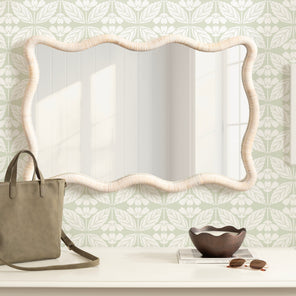 Rahfy Rattan Rectangle Scallop Mirror